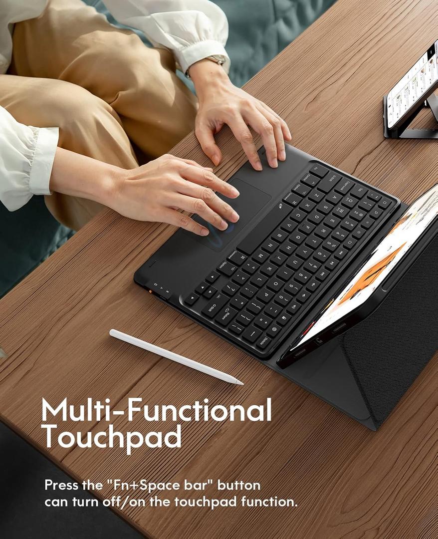CHESONA for iPad Air 11 Inch Case with Keyboard M3/M2 (2025/2024), 7Color Backlight, MultiTouch Trackpad, 2 Wireless Channels, for iPad Pro 11 (4th/3rd/2nd/1st Gen) & iPad Air 5th & 4th Gen, Black