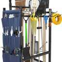 Garden Tool Organizer, Garden Yard Tool Rack for Garage, Garage Organization and Storage, Metal Yard Tools Storage up to 46 Tools/Rake/Broom/shovel/, Suitable for Garage, Yard, Patio, Shed