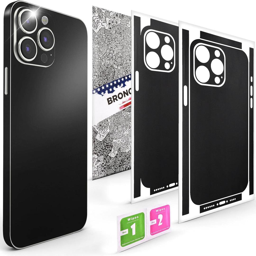 2Pcs Skin Wrap Compatible for iPhone 14 Pro Max  Slim Decal Vinyl Protective Film for Sides & Back  Sleek Fit, Premium Look  Compatible with All iPhone 14 Pro Max Cases - Black