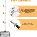 Chicken Poop Scooper, Large Metal Chicken Coop Scoop for Stand with Adjustable Stainless Steel Long Handle, Litter Sifting Shovel for Chicken Coop and Pet Waste Cleaning