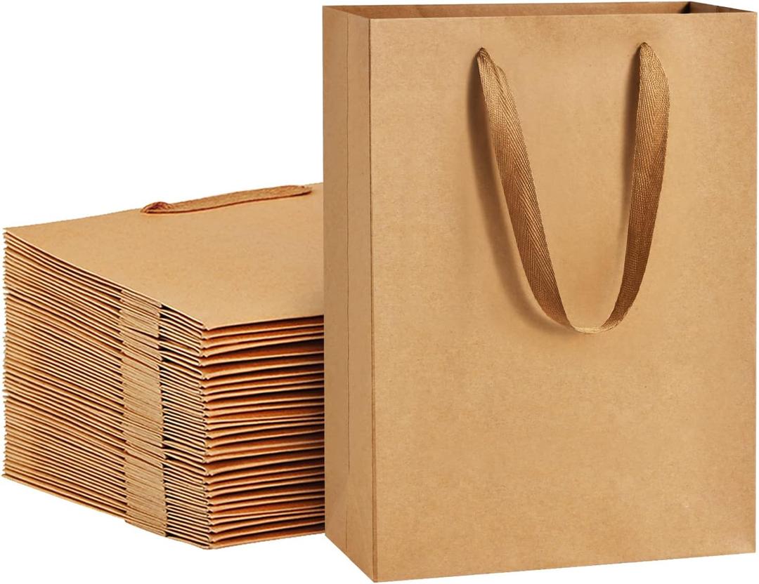 BagDream Paper Bags 8x4x11 25Pcs Gift Bags Heavy Duty Kraft Brown Gift Paper Bags with Handles Wedding Party Favor Gift Bags Shopping Bags Retail Merchandise Bags Paper Sacks