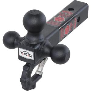 TOPTOW Trailer Hitch Tri-Ball Hitch with Hitch Balls & Beast Tow Hook Matte Black, Fits 2-inch Receiver