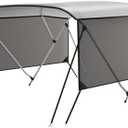 Bimini Tops for Boats-3 4 Bow Boat Canopy - Marine Grade Canvas & PU-Coated Fabric,with 2 Removable Side Curtains, Rear 2 Support Bars & 2 Tie-Down Straps,Hardware Included(3bow 6'Lx46 Hx54-60" W)