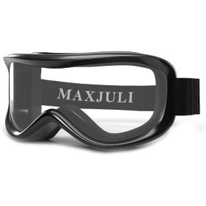 MAXJULI Kids Ski Goggles - Helmet Compatible Snow Goggles for Baby &Toddler with 100% UV Protection Age 0-4 4301 (Black Frame Clear Lens (Vlt 92.7%))