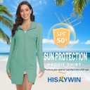 HISKYWIN Women's UPF 50+ UV Sun Protection Hoodie Long Jacket Workout Long Sleeve Zip Shirt Lightweight Outdoor Hooded (Green, S)