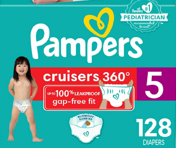 Diapers Size 5, 128 Count - Pampers Pull On Cruisers 360 Fit Baby Diapers with Stretchy Waistband