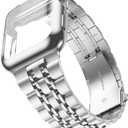 Wolait Compatible with Apple Watch Bands for Men 49mm 46mm 45mm 44mm 42mm 41mm 40mm 38mm,Stainless Steel Metal iWatch Bands with Screen Protector Case for Apple Watch Series11-1SE3/2/1,Ultra 3 2 1, (Silver)