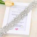 Wedding Rhinestone Trim Appliques by The Yard for Bridal Belt Sash or Wedding Dresses-Sliver-1 Piece(1.4 x 36 in) (FA-328)