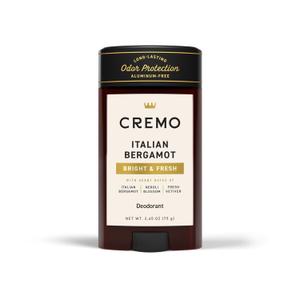 Cremo Italian Bergamot Aluminum Free Deodorant for Men, 48-hour Long Lasting Odor Protection, 2.65oz (2.65 Ounce (Pack of 1))