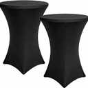 Cocktail Table Cover, 2 Pack Spandex Fitted Cocktail Tablecloths, Stretch Round High Top Table Cloths for Bar Wedding Party Banquet, Black, 30"-32" Diameter x 40"-43" Height, 32x43 Inch