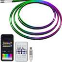 118" Acrylic Interior Car Lights, 0.08in Ultra-Thin Thickness Ambient Lighting Kits with Smart APP, RGB 2 in 1 USB Powered Car LED Strip Light Music Sync Neon Strip for Vehicle (2 * 59in)