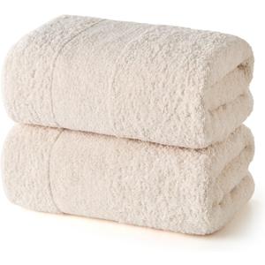 REDKISS Towels 2 Pack Luxury Extra Large Bath Towels Set 30 x 58 Inches  100% Cotton, Ultra Soft Highly Absorbent & Quick Dry Towels for Bathroom, Gym, Hotel, Spa, Sand Beige
