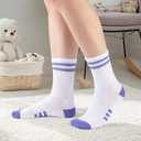 Comfoex 10 Pairs Girls Crew Long Athletic Socks for 4-6 6-8 8-10 Years Old Kids Calf Sports Cotton Socks Half Cushioned, Size: 10-12 Years