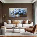 Blue Hydrangea Canvas Wall Art Floral Chinoiserie Vase Painting Flat Print Gallery Wrapped Classic Elegance Artwork for Living Room Bedroom Bathroom Decor, 40X20 INCH