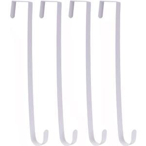 Sattiyrch 15" Wreath Hanger for Front Door,Sturdy Steel Wreath Door Hanger,Over The Door Hanger Hook (White,4)