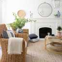 FRELISH DECOR Area Rug 5x8 feet - Premium Wool and Jute Blend Handwoven Rugs - Natural Fiber Chunky Stripe Design for Living Room, Bedroom, Hallways, Dining Area(5' x 8' - Natural Ivory)