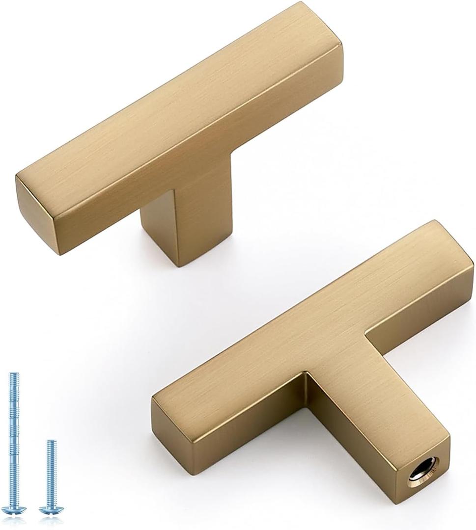 HOME EDIT 30 Pack Solid Single Hole Slim Square Bar Cabinet Pulls - Champagne Bronze Drawer knobs for Kitchen, Bathroom & Dresser Cabinets Hardware