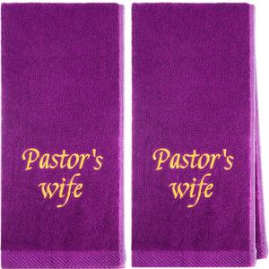 Buryeah 2 Pcs Pastor Towels Man of God Towel for Father's Gift (Purple)
