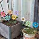 HUTHDAK Metal Flowers for Outside,8 Pack 16.15" Decorative Garden Stakes with Swaying Flowers Head Yard Art,Spring Garden Decor for Lawn, Pathway & Garden