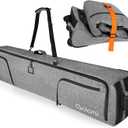 Goloni Ski Bag with Wheels, Padded Snowboard Bag for Air Travel,600D Waterproof Fabric, Foldable Snow Bag Fits 2 Pairs Skis Up to 190cm, Grey