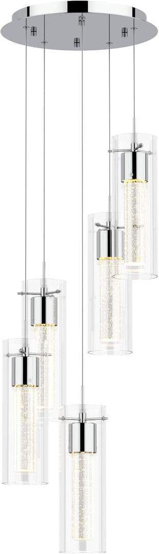 Tawson Alice 5-Light Chandelier Pendant Ceiling Light, Integrated Led and Bubble Glass, for Kitchen Island, Hallway, Entryway, Passway, Dining Room, Bedroom, Balcony Living Room