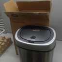 NINESTARS DZT-12-9 Automatic Touchless Motion Sensor Oval Trash Can, 3.2 Gal. 12 L., Stainless Steel