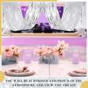 Breling 4 Pcs 15ft Metallic Foil Ceiling Fringe Curtains for Bachelorette Party Decorations, Fringe Ceiling Drapes for Wedding Engagement Bridal Shower Birthday Party Engagement Decor(Silver)