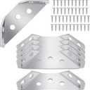 3 x Quacc 6 PCS Stainless Steel Furniture Corner Connectors, Corner Braces with Screws, Trapeziform Angle Brackets for Chairs Drawers, Cabinets, Tables (Silver)