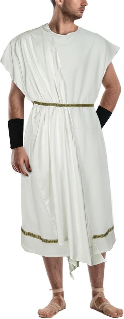 Men's Toga Costume Adult Greek God Roman Party Accessories Set (Medium, Z3744wh)