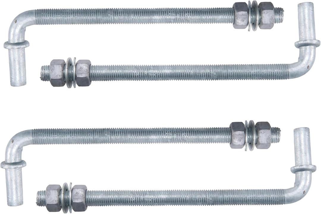 J-Bolt Post Hinge with 5/8" Hinge Pin Galvanized Post Gate Hinge for Chain Link Fence, Washers & Nuts Included (10" (4 Pcs))