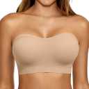 LetsJoli Push Up Strapless Bras for Women Supportive Bandeau Bra Non Slip Wireless No Underwire Padded Tube Bra, XL