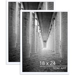 DOAI ART 18x24 Poster Frame 2 Pack, White 18 x 24 Picture Frames for Horizontal or Vertical Wall Mounting, Scratch-proof Safe and Artistic Large Photo Frame Wall Art