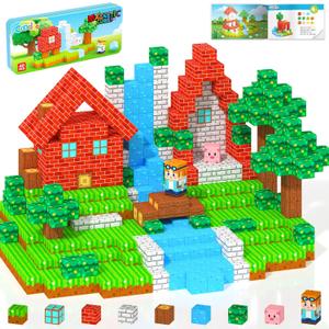 Magnetic Blocks Kids Travel Toys with Portable Metal Tin  Montessori Building Blocks STEM Magnet Magnetic Tiles Toddler Kids Toys for 3+ Year Old Boys & Girls, Classroom Must Haves Creative Gift (Small)