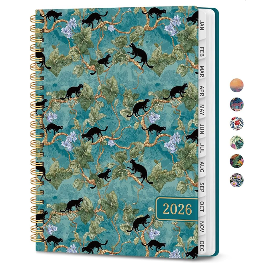 2026 Planner, Aesthetic Weekly and Monthly Planner for Women, Jan 2026 to Dec 2026, Hardcover 2026 Calendar Book with Monthly Tabs, Inner Pocket, Perfect for Office Home School - A4 (5" x 11"), Cats