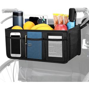 Dotday Wheelchair Basket for Back, Large Capacity Wheelchair Backpack Storage Bag with Cup Holder