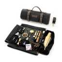 Barillio Bartender Kit Bag with Black Cocktail Shaker Set - Waxed Canvas, Traveling Bar Tools Bag with 17-Pc Cocktail Kit - Travel Mixology Bartending Kits - Mobile Bar Roll with Strap & Accessories