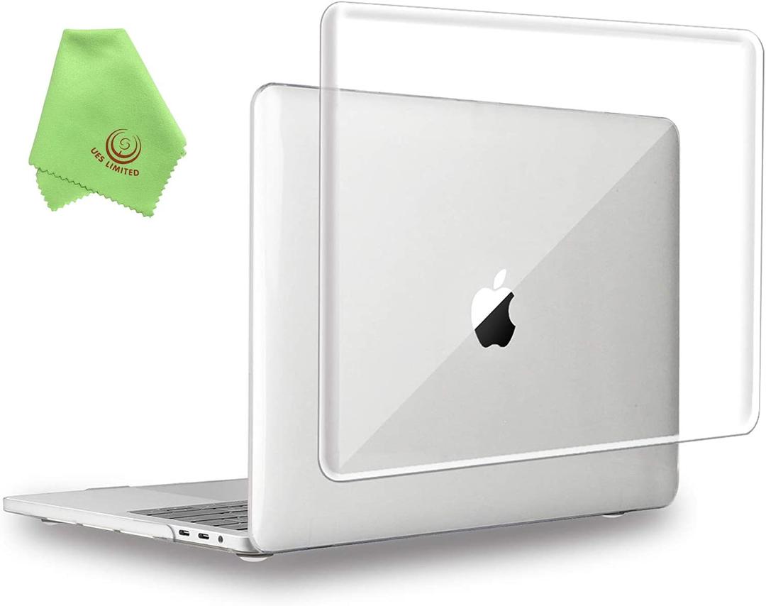 UESWILL Crystal Clear Glossy Hard Case Compatible with 2016-2019 Release MacBook Pro 15 inch with Touch Bar & USB-C, Model A1990 A1707, Clear