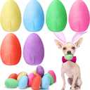 Leyndo 24 Pieces Easter Toys for Dogs Pastel Colors Plush Easter Eggs Squeaky Dog Toy for Medium Small Pet Costume Teething Chew Eggs
