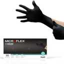 Ansell MICROFLEX MidKnight MK-296 Disposable Nitrile Gloves for Automotive w/Full Texture - Small, Black (Box of 100), L