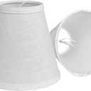 Double Mini Small White Barrel Lamp Shades Clip On Bulb, TOOTOO STAR Barrel Fabric Lampshade for Table Chandeliers Wall Floor Lamp Replacement, 3x6x5 Inch, Set of 2 (White 2 PCS Pack)