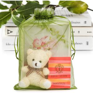 ANZNKU 100 Pack Organza Gift Bags 8x12in Sheer Bags Drawstring Mesh Gift Bags for Christmas Party Favors Fruit Protection(Green)