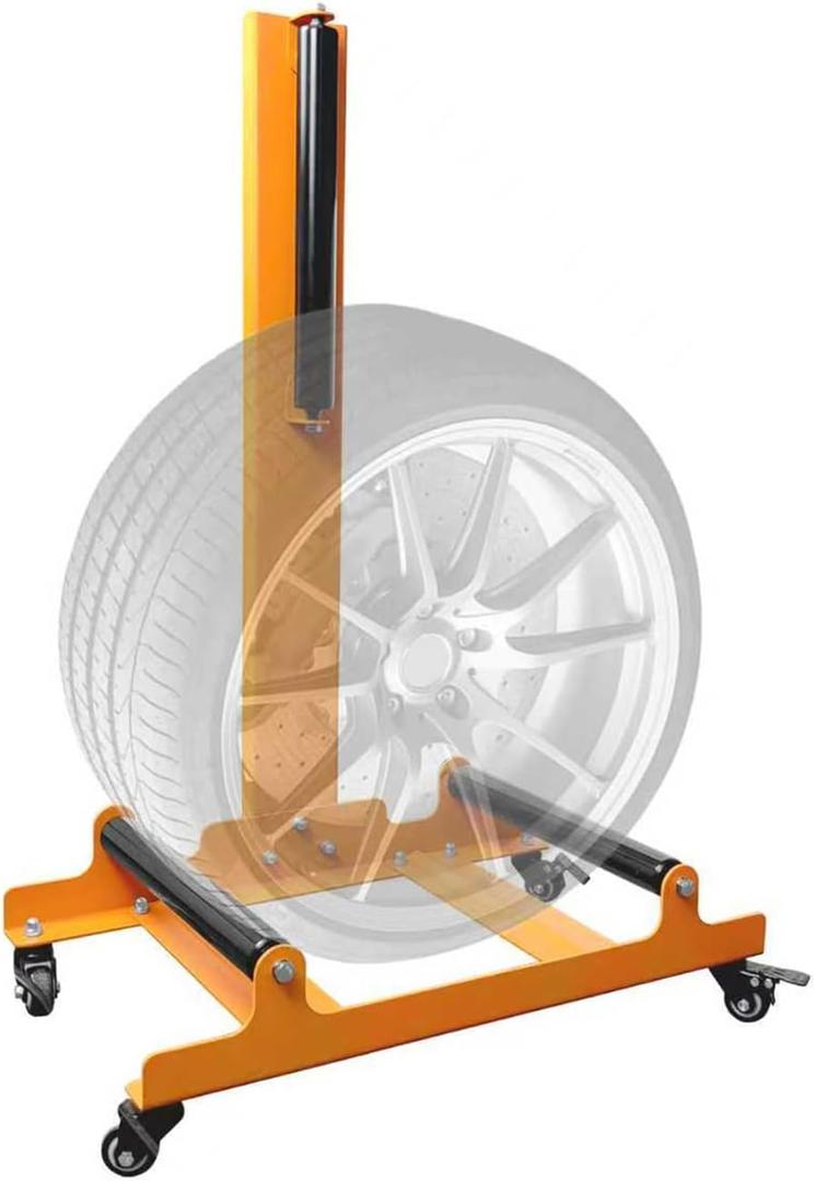 Rolling Wheel Detailing Stand Heavy-Duty Tire Cleaning and Polishing Roller with 3-Way Rotating Rollers for Ceramic Coating, Tire Shine, Car Wheel Wash Garage Accessory for Auto Detailers