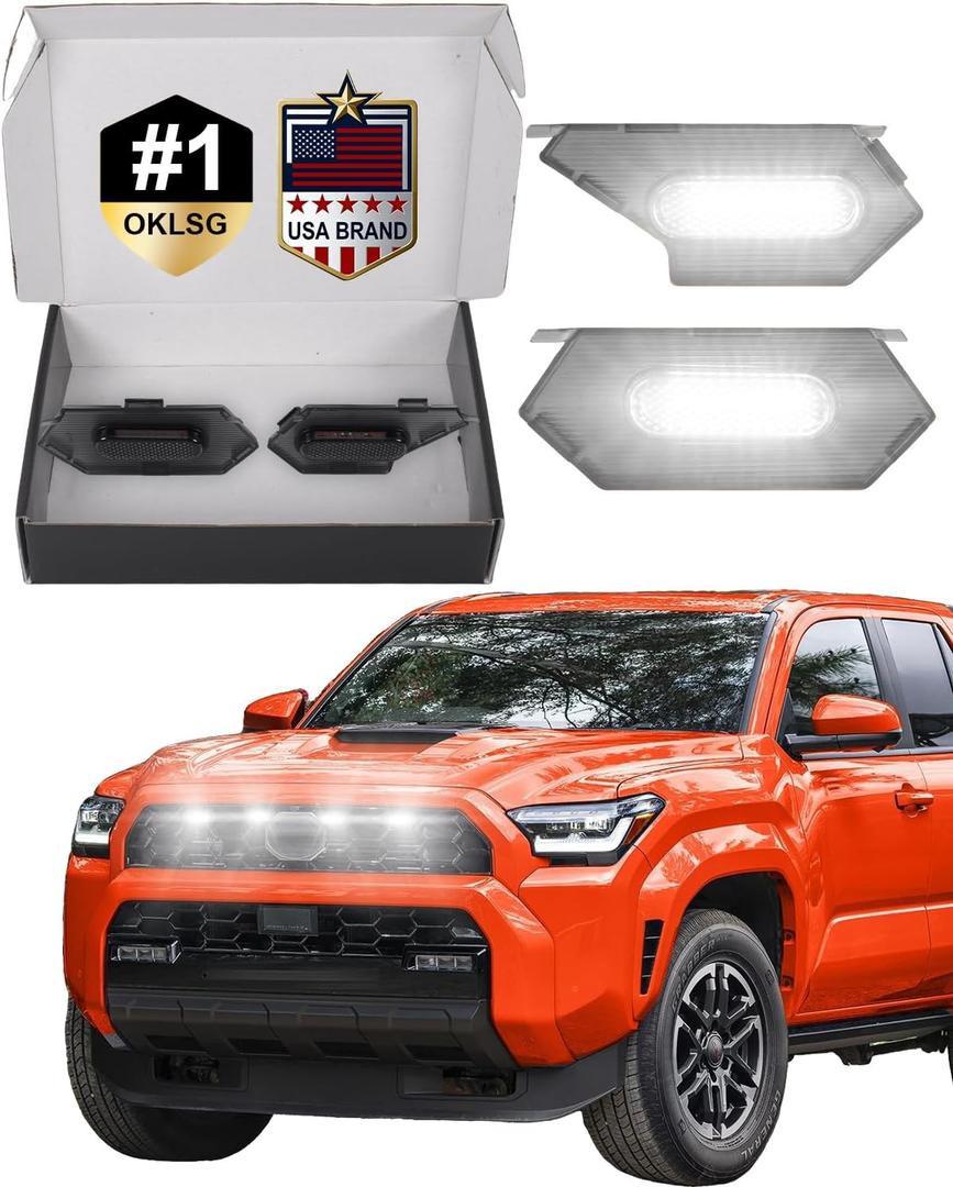 Grill Lights for Toyota 4Runner 2025 2026 TRD Sport, TRD Offroad, White | 6th Gen 4Runner Raptor Grille Lights, 4Runner Front Marker LED Lights, Snap-in Installation, OEM Style, Off-road Driving