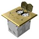 Floor Outlet Cover Plate, Flip Lid Brass Cover Floor Box Kit, 20A Tamper Resistant Receptacle, 2-Gang Electrical Outlet Box with Watertight Gaskets - Golden