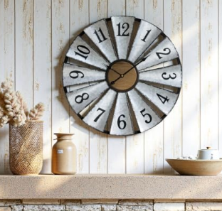 Vantic 24'' Windmill Large Wall Clock, Distressed Metal Clock