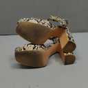 NEWBELLA Heels for Women Block Chunky Platform High Heels Open Toe Ankle Buckle Strap Pump Sandal Shoes (6.5, Snake)