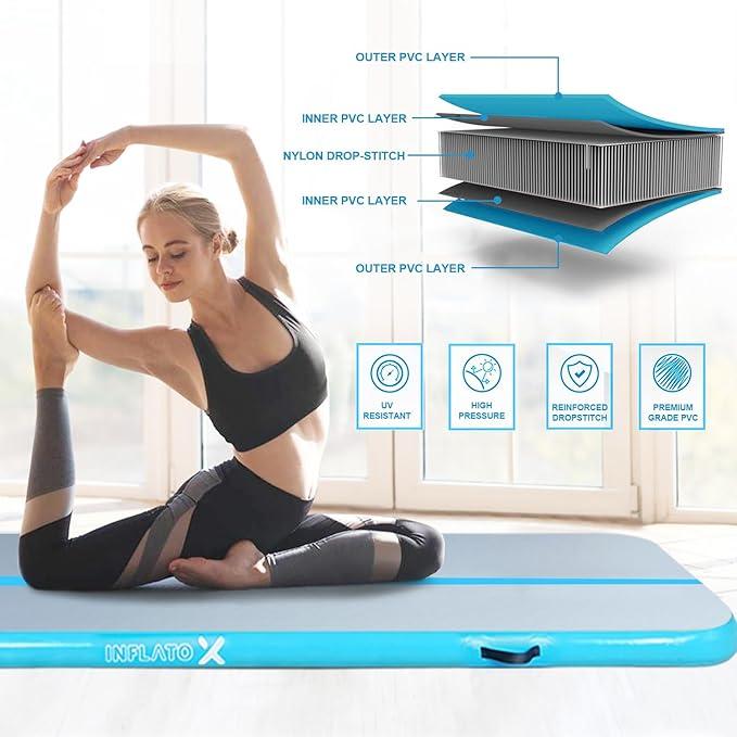Inflatable Air Gymnastics Mat Training mat Thick tumbling mat with Electric Pump for Home/Gym/Outdoor, 6.6'×3.3'