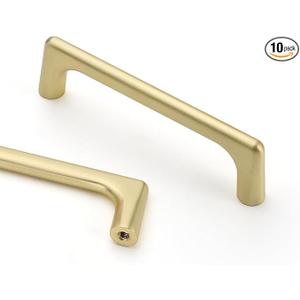 Asidrama 10 Pack 3.75 Inch(96mm) Brushed Gold Kitchen Cabinet Handles, Cabinet Pulls Kitchen Cabinet Hardware for Cupboard Drawer Pulls