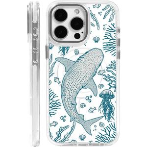 DAIZAG Case for iPhone 16, [Compatible with MagSafe],Whale Shark Ocean Coral Reefs Jellyfish Phone Case for Women Girls Magnetic Clear Cover Case for iPhone 16