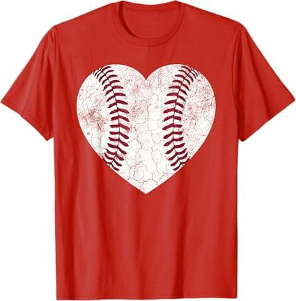 Baseball Heart Shirt Cute Mom Dad Men Women Softball Gift T-Shirt Size 3T
